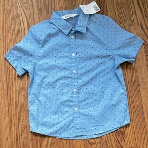 NWT Boys Blue Polka Dot short Sleeve Dress Shirt